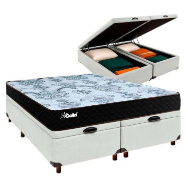 Imagem de Cama + Bau Blindado E Colchão Molas Ensacadas Casal - Life Gold Paropas