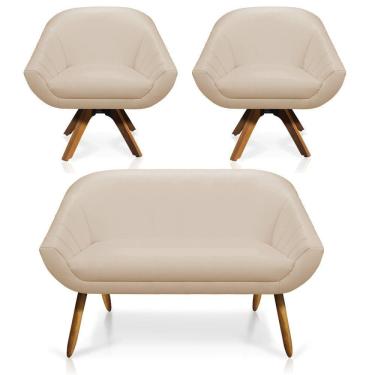 Imagem de Kit 01 Namoradeira 02 Lugares E 02 Poltronas Giratória Giovana Corino Mm30 Bege