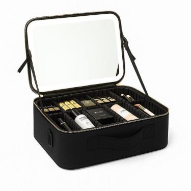 Imagem de Maleta Maquiagem Profissional Espelho Led Viagem Make