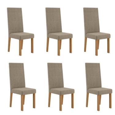 Imagem de Kit 6 Cadeiras Nice com Espaldar – Tecido Veludo Suede, Pés em MDF com Sapatilhas Plást...