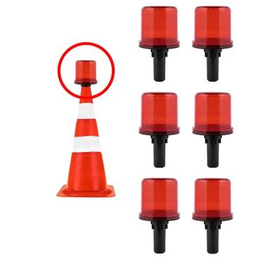 Imagem de Sinalizador Viario Solar Kit 6 Sinalizacao Viaria Cone Estrada Transito Rodovia Alerta Emergencia Obra