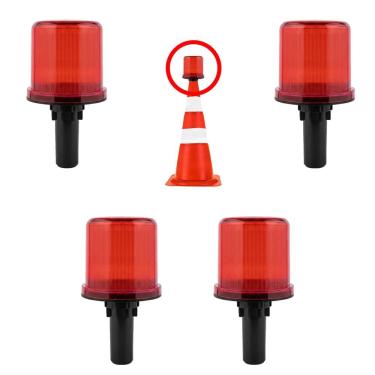 Imagem de Sinalizadores Viario Solar Kit 4 Sinalizaçao Cone Transito Estrada Alerta Rodovia Obra Emergencia Aviso Acidentes