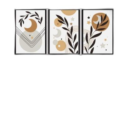 Imagem de Kit 3 Quadros Luas E Estrelas Boho 24X18Cm