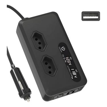 Imagem de Inversor Carro 12v 110v Veicular 200w 2usb 2type-c Conversor