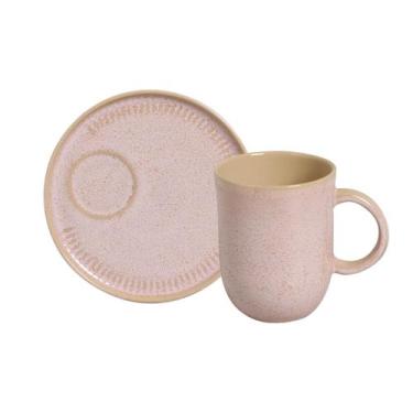 Imagem de Kit Canecas Coup Stoneware com Pires Litchi 330ML - Porto Brasil Cerâm
