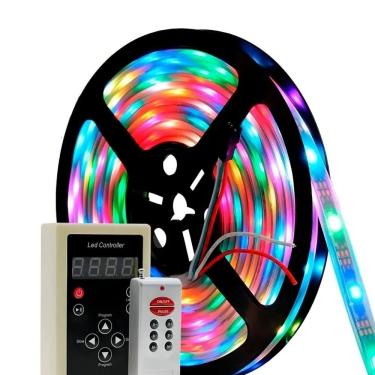Imagem de Fita Led 5m Digital Rgb Com Controle 133 Efeitos Proteção Ip67