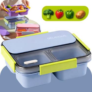 Imagem de Marmita Infantil Com 3 Divisórias Para Escola E Creche Tamanho Compact