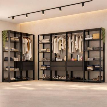 Imagem de Guarda-Roupa Closet Modulado Texas 6 Gavetas 405cm Multimóveis MP4788