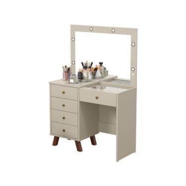 Imagem de Penteadeira Camarim 05 Gavetas Mel Off White com Banqueta - Patrimar, 