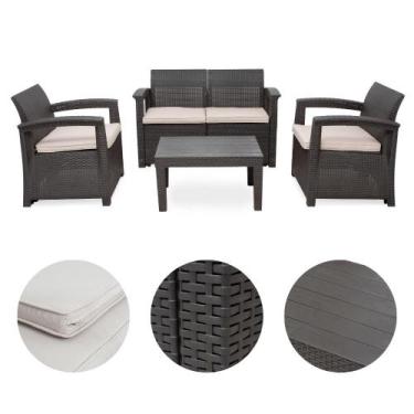 Imagem de Conjunto de Sofá 5 Lugares para Jardim Área Externa Rattan D7home - Sy