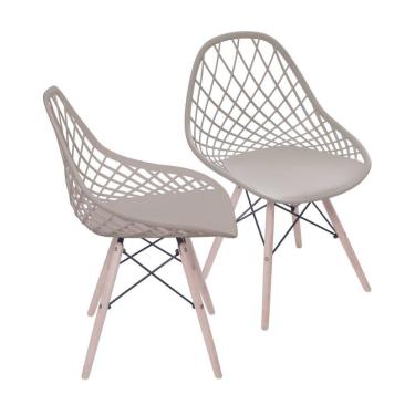 Imagem de Kit 2 Cadeiras Base Madeira Kaila  Cinza