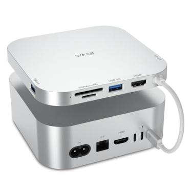 Imagem de JESWO Base USB-C 6 em 1 para Mac Mini M4 – 4K @ 60Hz HDMI, adaptador multiportas USB C Hub com USB C para HDMI, 3 portas USB 3.0, leitor de cartão TF/SD, estação de ancoragem para Mac mini M4/M4 Pro