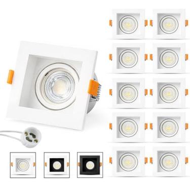 Imagem de 10 Spot Recuado Embutir Luminária + Lâmpadas Led Mr16 Dicroica Gu10 Qu
