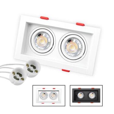 Imagem de Spot Recuado Duplo Embutir Led + Lâmpada Mr16 Gu10 Luminária Teto Sala
