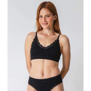 Imagem de Sutiã Top Sem Costura Com Bojo Removível Renda Marisa, Preto, G