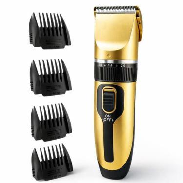 Imagem de Aparador de Pelos Maquina Barbear Cortador Cabelo - Inova, Preto, Dour