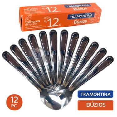 Imagem de Kit Colheres Sobremesa Tramontina Búzios Aço Inox 12 Peças Lava-Louças