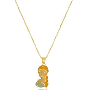 Imagem de Colar Floratta Joias Elsa Frozen [F027] Banhado em Ouro 18k Dourado Personalizado Hipoalergênico Feminino
