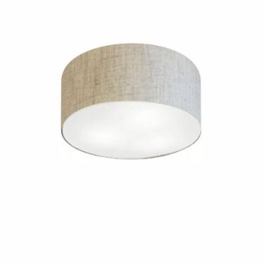Imagem de Plafon de Teto Md-3010 com Cúpula em Tecido Cilíndrica Bivolt 110V-220V Rustico-bege Vi...