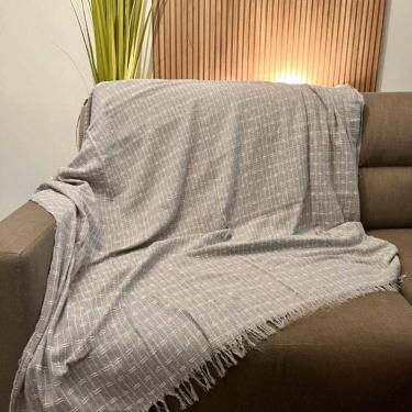 Imagem de Kit 2 Mantas para Sofá Ou Cama 2,50x1,80CM 100% Algodão Macio Cinza Claro-br