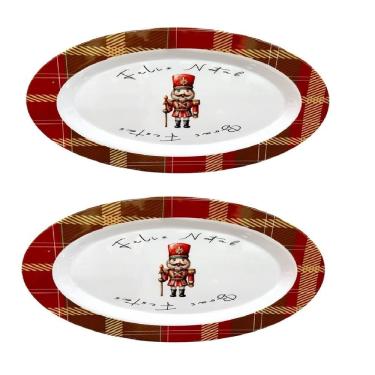 Imagem de Conjunto 2 Travessas Oval Em Melamina de Natal 35x25cm