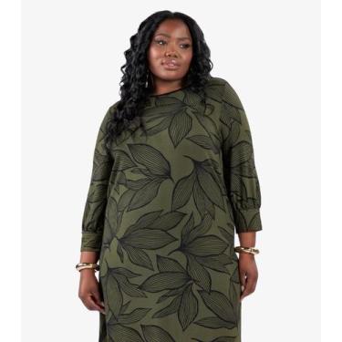 Imagem de Vestido Midi Plus Size Manga 7/8 Secret Glam Verde, Plus G1, Verde