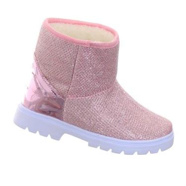 Imagem de Sapato de Menina Criança Infantil Rosa Botinha Com Glitter - Fabinho, 