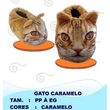 Imagem de Pantufa Gato Caramelo - Pé Quentinho, M- 27/30