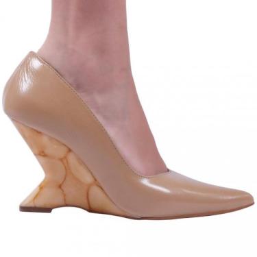 Imagem de Sapato Scarpin Feminino Zariff Salto Anabela 21056718, Bege, 36