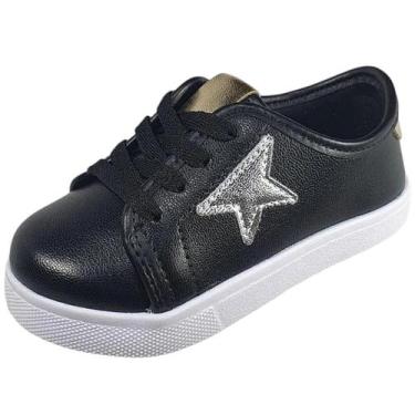 Imagem de Tenis Infantil Menina Conforto Estilo Versátil Molekinha, Preto, Prata