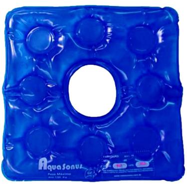 Imagem de Almofada Ortopédica de Gel Aquasonus Quadrada com Orifício Tipo Caixa Ovo para Cadeira...