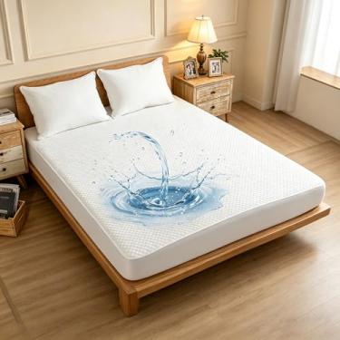 Imagem de Protetor de colchão 100% à prova d'água, capa de colchão de viscose de bambu 290GSM, lençol de elástico de luxo com bolso profundo de 50,8 cm, respirável, hipoalergênico, refrescante, silencioso