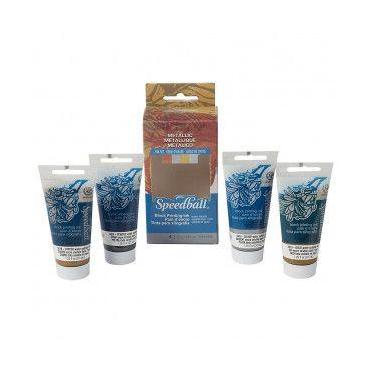 Imagem de Tinta Para Xilogravura Speedball 37ml Kit C/4 Metálicas