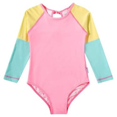 Imagem de Maiô Manga Longa Infantil Proteção UV Rosa Tip Top, 1