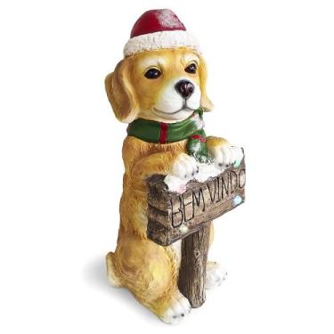 Imagem de Boneco de Chão Cachorro Natalino Decorativo Com Led 64cm - Cromus