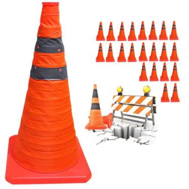 Imagem de Cone Estrada Flexivel Retratil Kit 22 Uni Alerta Portatil Dobravel Tra