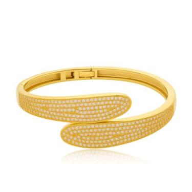 Imagem de Bracelete Articulado com Zircônias - Banhado em Ouro 18k - Tri Gata Se
