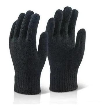 Imagem de Luva De Lã Cor Preta Grossa Adulto Tamanho Único Grande Elastano 1 Par