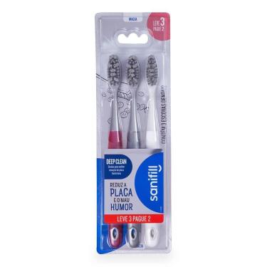 Imagem de Escova de Dente Limpeza Profunda Sanifill Deep Clean 3 Unidades