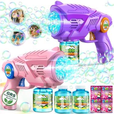 Imagem de Kit de 2 Pistolas de Bolhas Automáticas Nicmore com LED e Solução