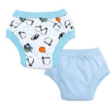 Imagem de Kit 2 Desfralde Treino Menino Cueca Infantil Pinguim / Azul - GG - Min