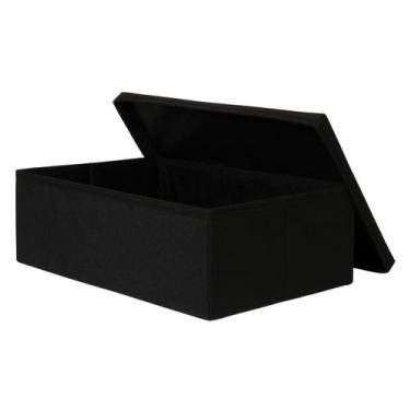 Imagem de Kit 2 Caixas de Presente Forrada Preta com Laço Tamanho G 42x15x28cm -
