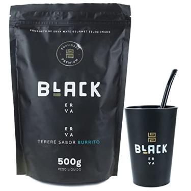 Imagem de KIT COMPLETO CUIA COPO TERERÉ + BOMBA EPOX PRETA 19CM + BLACK ERVA 500G (Burrito)