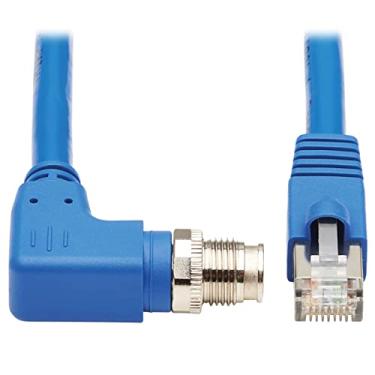 Imagem de Tripp Lite Cabo Ethernet blindado M12 X-Code Cat6a, cabo de ângulo reto M12/RJ45, 10G F/UTP CMR-LP (M/M), IP68, 60W Power Over Ethernet, azul, 5 metros, (NM12-6A4-05M-BL)