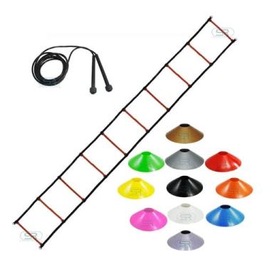 Imagem de Kit Funcional - 1 Escada + 10 Pratos + 1 Corda De Pular