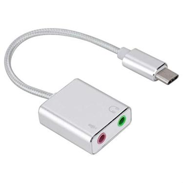 Imagem de Cartão de som Wendry tipo C, adaptador de áudio de placa de som estéreo externa tipo C de liga de alumínio 3,5 mm EZ1247, adaptador de placa de som estéreo externo USB de alumínio, adaptador de áudio USB trançado de nylon 3,5 mm