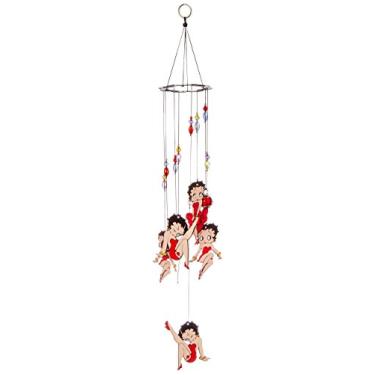 Imagem de Spoontiques Betty Boop Sino de vento de metal pintado à mão - Decoração de jardim externo - Sinos decorativos para decoração de quintal, jardim, quintal e pátio