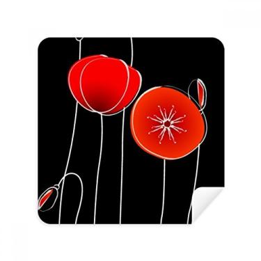 Imagem de Abstract Red Circle Flowers Line Art Corn Glasses Pano de limpeza de tela Tecido de camurça Pacote com 2