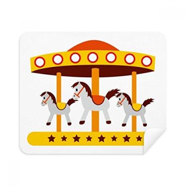 Imagem de Pano de limpeza de tela com ilustração de carrossel colorida para parque de diversões, 2 peças, tecido de camurça