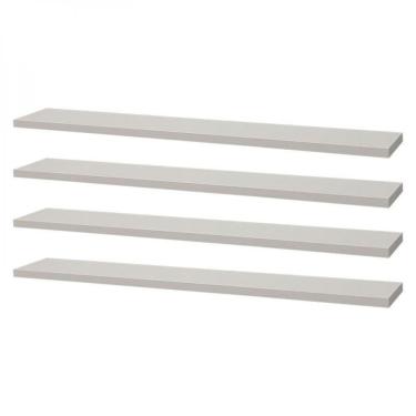 Imagem de Kit 4 Prateleiras 50 x 10cm Branca Suporte Invisível